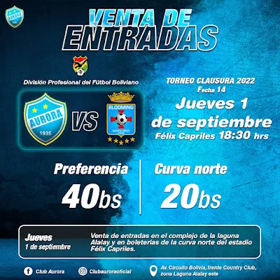 Venta de Entradas Aurora vs Blooming