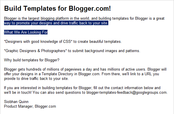 Work, shoot pictures and design Blogger templates for Blogger