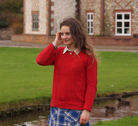 Red cable knit jumper 