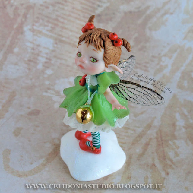 Christmas Bell Fairy art doll miniature