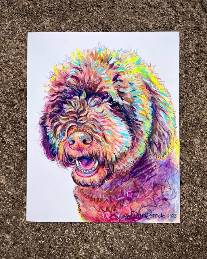 06-Dog-with-a-wild-haircut-Animal-Drawings-and-Paintings-Eilee-www-designstack-co