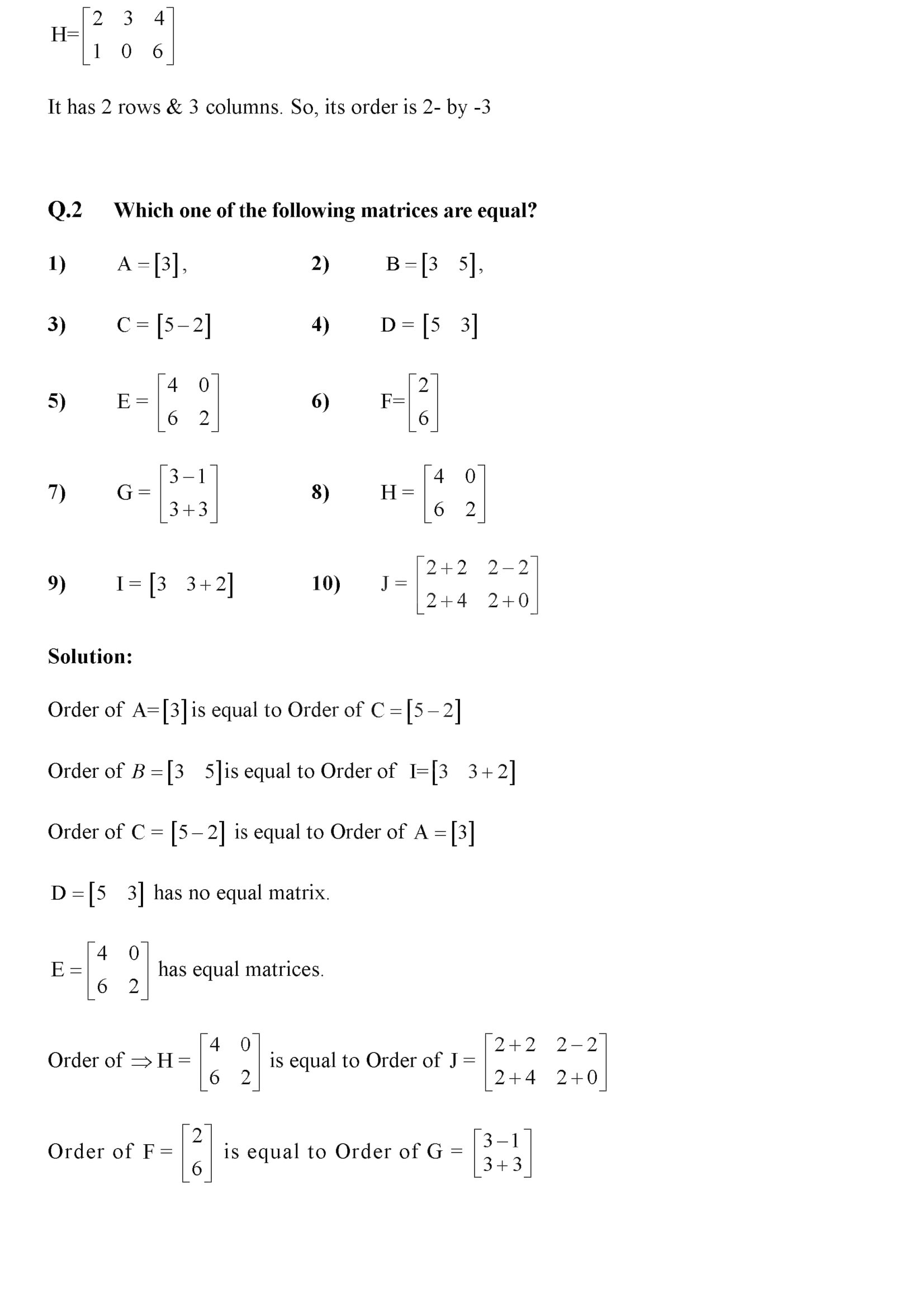 Matrices and Determinants   Exercise 1.1
