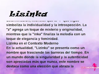 ▷ Significado del nombre Lizinka