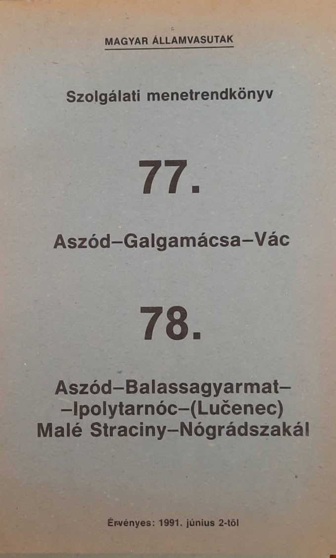 Szolgálati menetrend  1991-ből