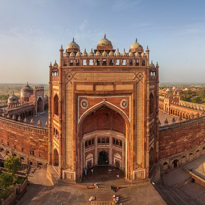 A sky view of Buland Darwaza, the entrance of Fatehpur Sikri