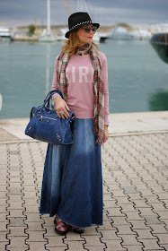 Balenciaga City cobalt, Stella McCartnet pink cat eye sunglasses,Replay fedora hat, Fashion and Cookies, fashion blogger
