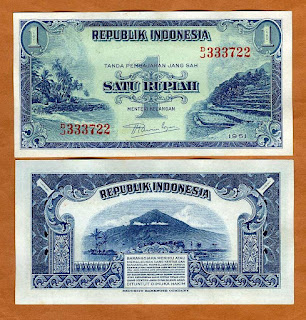 I42 INDONESIA 1 RUPIAH OLD RARE ISSUE UNC 1951 (P-38)