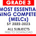 GRADE 3 - Most Essential Learning Competencies (MELCs) SY 2022-2023