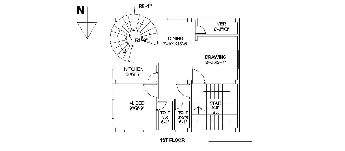 Civil Engineering  Floor Plans  of Building  27 ftX24 ft