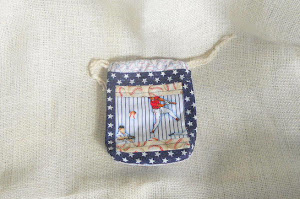 Small Drawstring Gift Bag in Baseball Fabric - $5.00