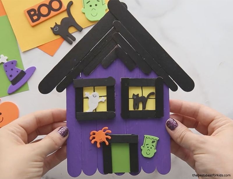 gable roof popsicle stick house craft.