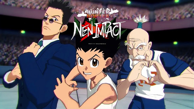 hunter x hunter new game nen x impact with gon leorio and netero in fighting stances