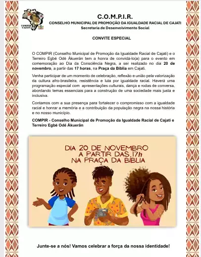 Dia da Consciência Negra será comemorado com evento em Praça Pública de  Cajati