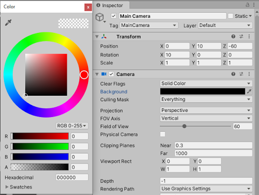 Setting the background colour to black