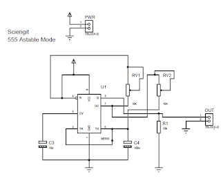 Schematic - 555 Timer in Astable Mode