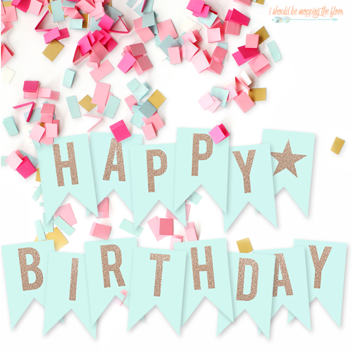 i should be mopping the floor Free Printable Happy Birthday Banner