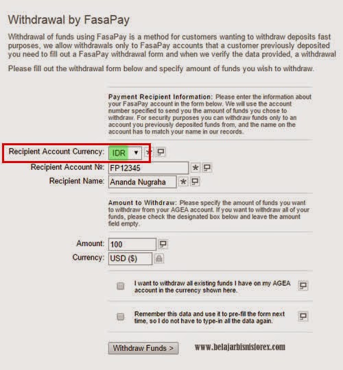 Formulir penarikan Withdraw Fasapay