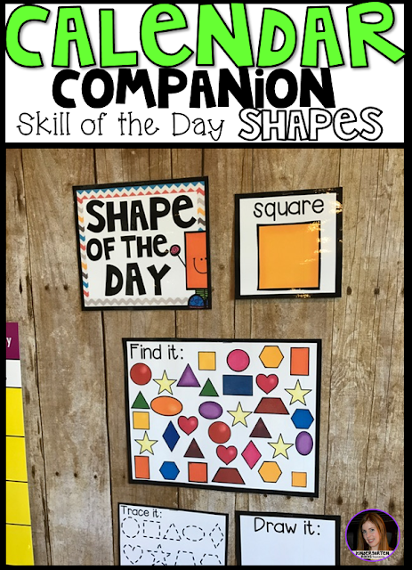 Shape of the Day Calendar Companion was designed to be a part of your daily morning meeting or carpet time for preschool and kindergarten leveled children.  Shape of the day is a great introduction and/or review activity to learn about shapes. As the year progresses the children will learn more about shapes, like the number of sides, corners, shapes in our environment and how to draw shapes.  Shapes included in this unit: circle, square, rectangle, oval, triangle, heart, star, diamond (and rhombus), trapezoid, pentagon, hexagon, octagon.