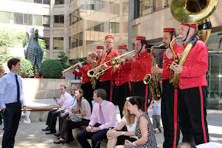 City workers entertained at Devonshire Square  Credit: © City of London Festival / Robert Piwko