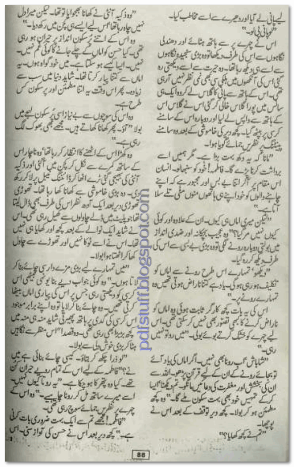 Sample page of Urdu novel Kab haath Mein Tera Haath Nahi by Farhat Ishtiaq