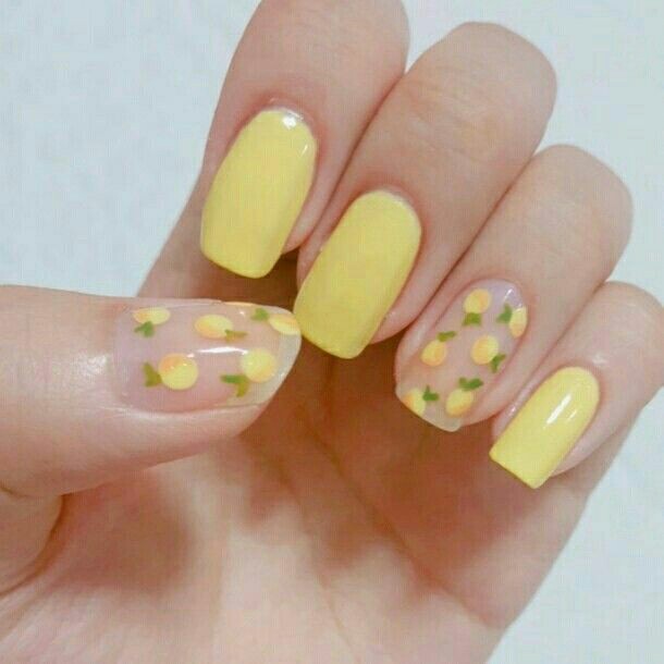 Yellow nail arts desgin 
