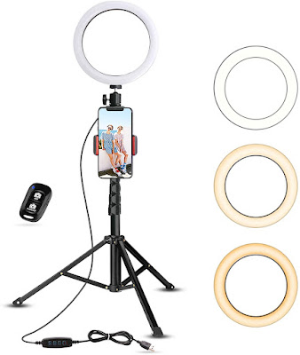 UBeesize Selfie Ring Light with Tripod Stand & Cell Phone Holder for Live Stream/Makeup, Mini Led Camera Ringlight for YouTube Videos/Photography