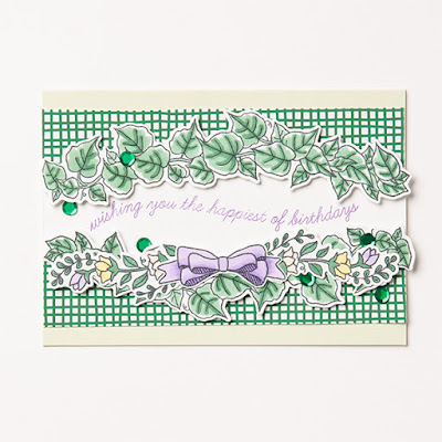 Sample card using vines from Quite Curvy Stamp Set