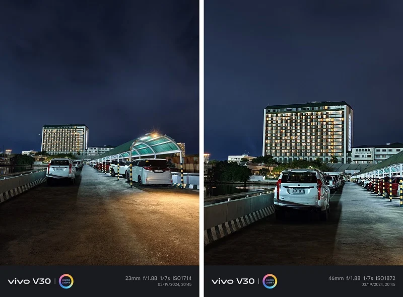 vivo V30 5G Sample Photo: Low-light 1x vs 2x Zoom