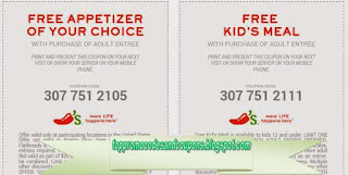 Free Printable Chili's Coupons