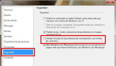 desactiar enlaces msn