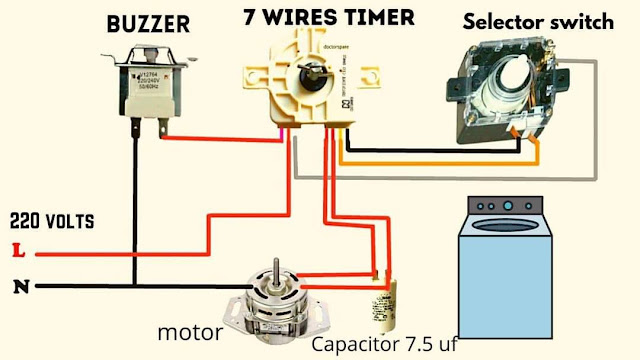 How to connect a universal 7-wire washing machine motor direct to phase ...