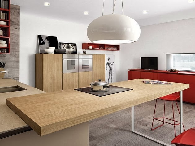  Dapur  Minimalis  dengan Aksen Warna  Merah  Desain  Rumah  
