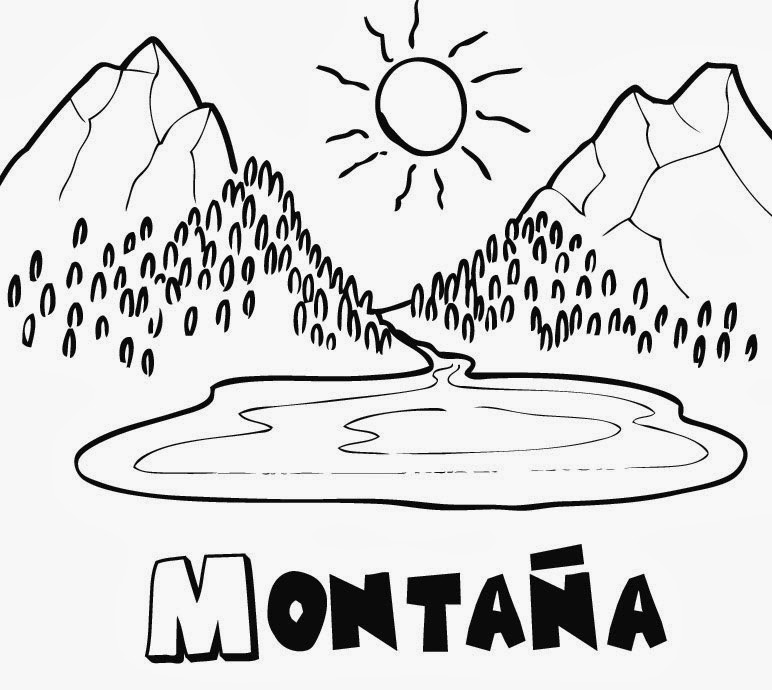 Dibujo de una Montaña y un Lago para Colorear