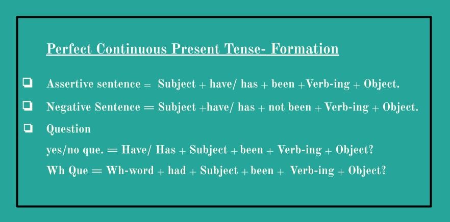 perfect continuous present tense formation