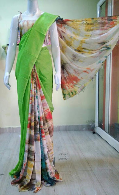 Ikkath Printed  Soft Silk Saree