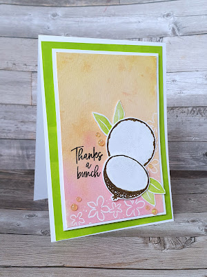 Sweet citrus stampin up watercolour background coconut thank you card