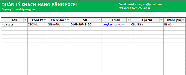 Mẫu File quản lý khách hàng bằng excel (Download FREE)