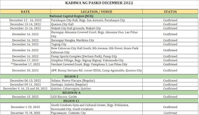 KADIWA SCHEDULE