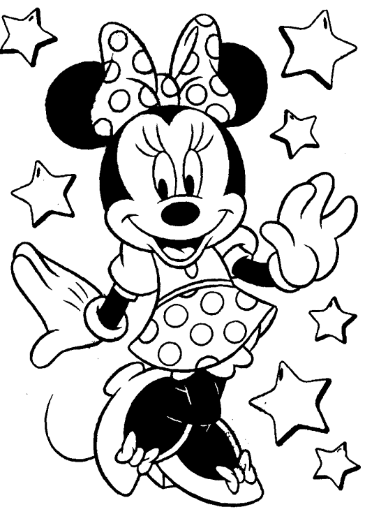 Sketsa gambar kartun minnie mouse untuk belajar mewarnai 
