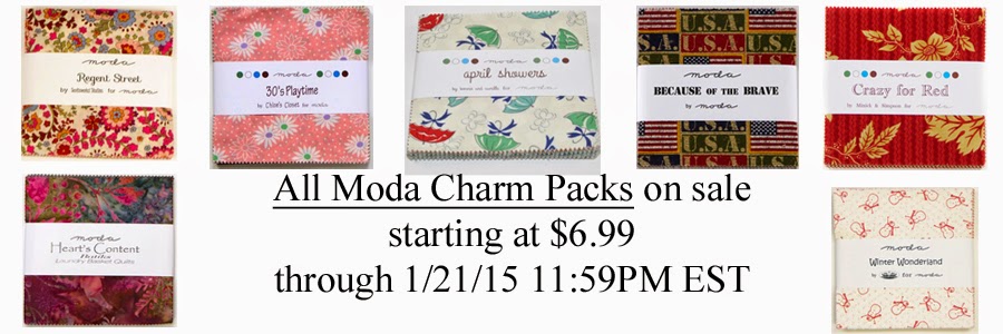 All Moda Charm Packs on sale, starting at $6.99!