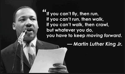 If you can't fly, then run, if you can't run, then walk, if you can't walk, then crawl, but whatever you do, you have to keep moving forward.  - Martin Luther King