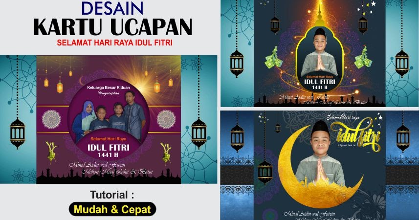 Template Kartu  Ucapan  Hari Raya Idul  Fitri  1441 H dengan 