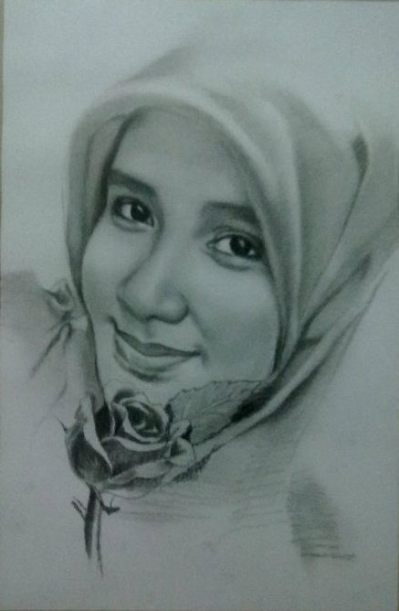 Gambar Lukisan Sketsa Hijab