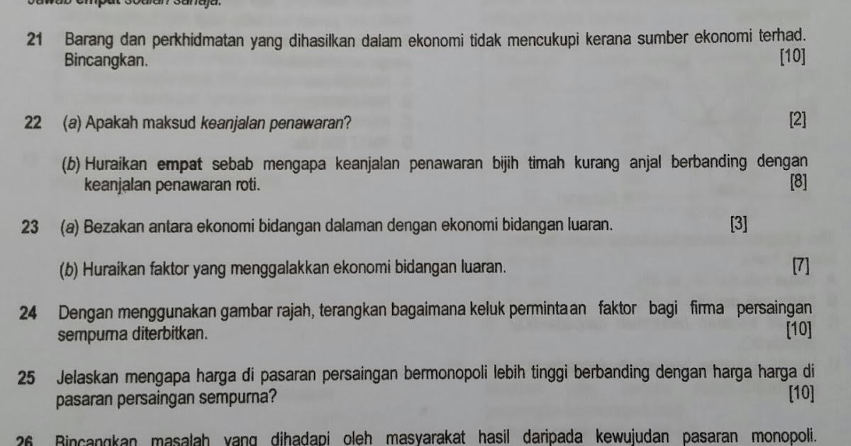 Soalan Ekonomi Stpm Penggal 1 2019 - Contoh 43