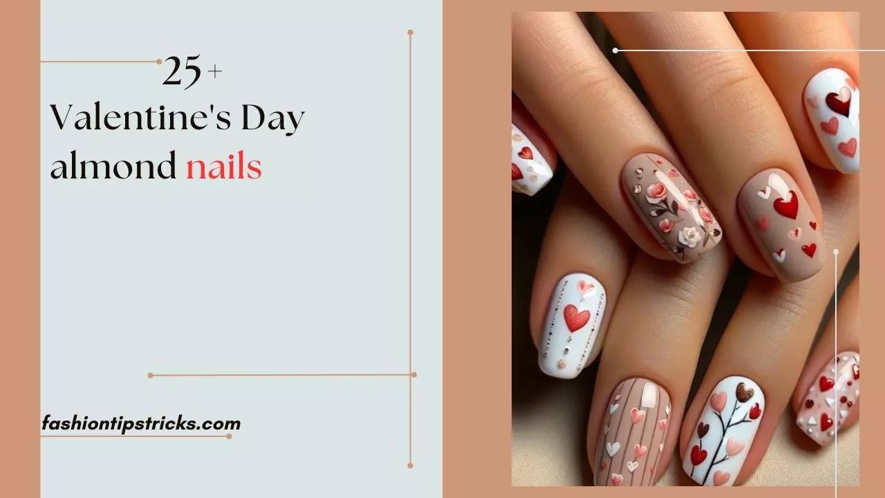 Valentine's Day almond nails
