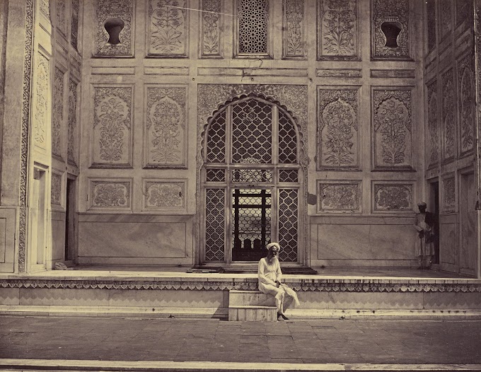 Entrance of Bibi Ka Maqbara [Tomb of Mughal Emperor Aurangzeb's Wife Dilras Banu Begum (Rabia-ud-Daurani)], Aurangabad, Maharashtra, India | Rare & Old Vintage Photos (1860)