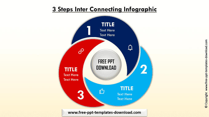 3 Steps Inter Connecting Infographic Light