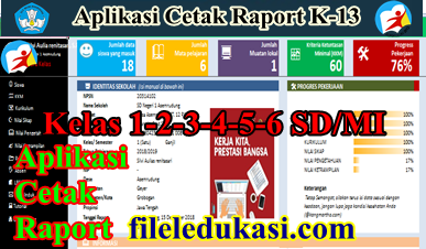 Cetak Selesai Aplikasi Raport K2013 Kelas 1,2,3,4,5,6 Semester 1