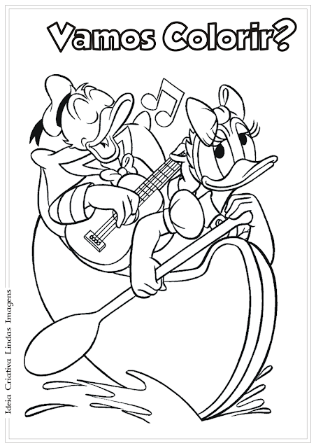 Donald e Margarida desenho para colorir 