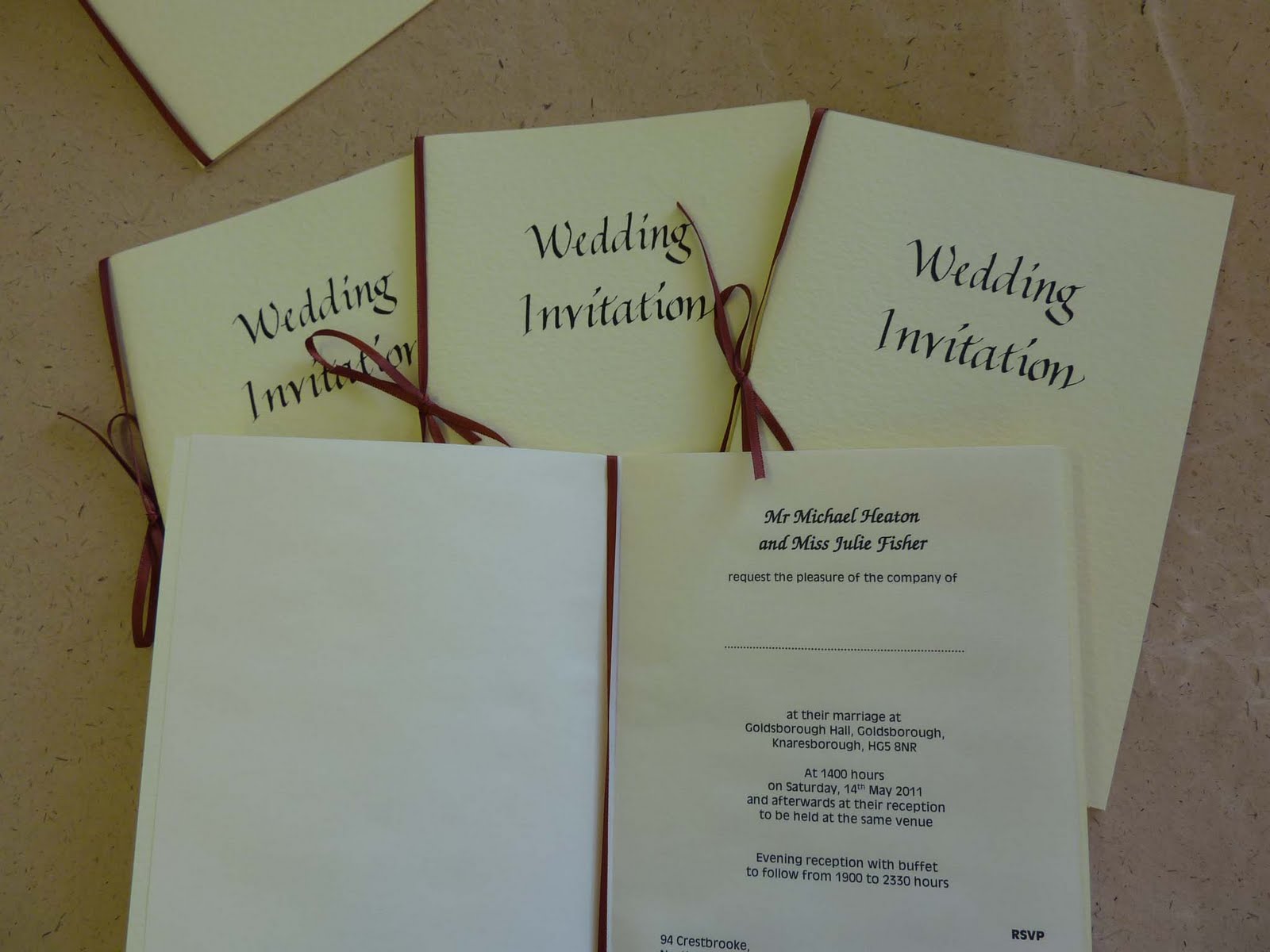 hand made wedding invites